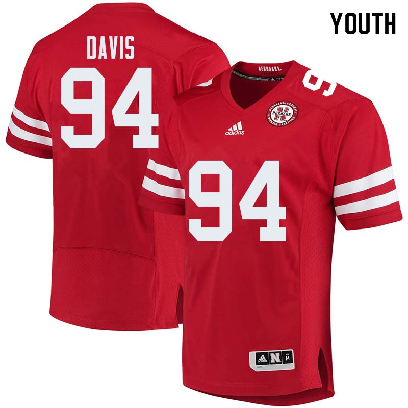 Youth #94 Khalil Davis Nebraska Cornhuskers College Football Jerseys Sale-Red